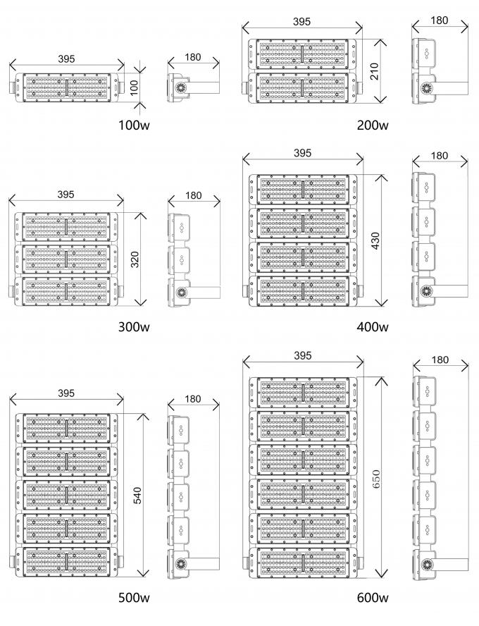 良い価格 100W モジュール 洪水照明 IP65 防水 高スタジアム マスト照明反射器 12