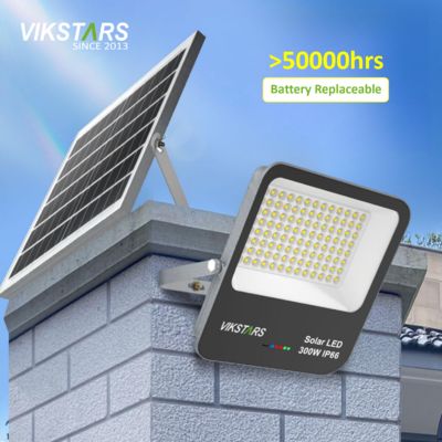 購入 バッテリー交換 60w 100w 200w 300w ガラスカバー付き太陽光洪水灯 オンライン製造